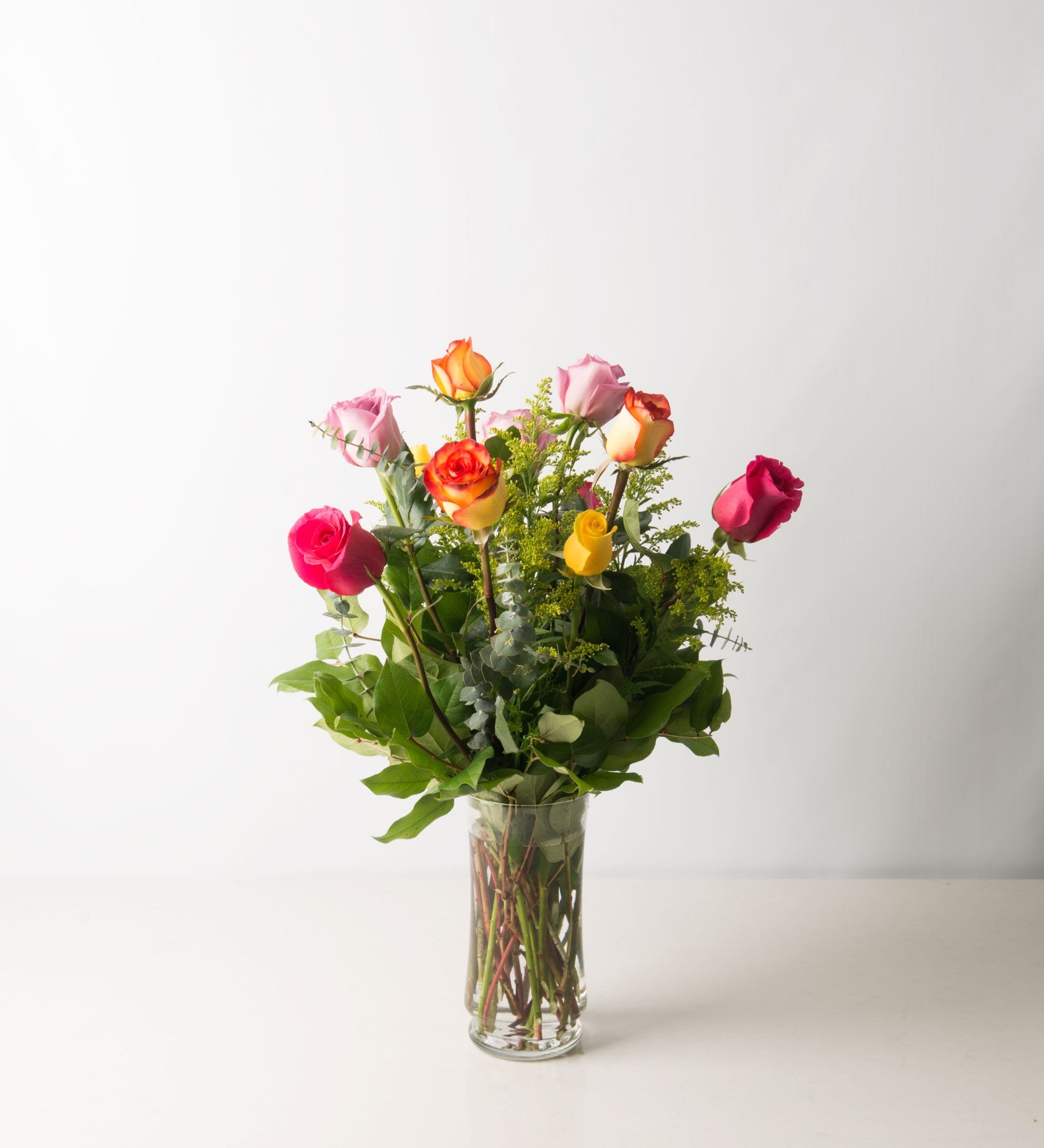 Dozen Premium Roses Vased with Accent Flower - Bartz Viviano