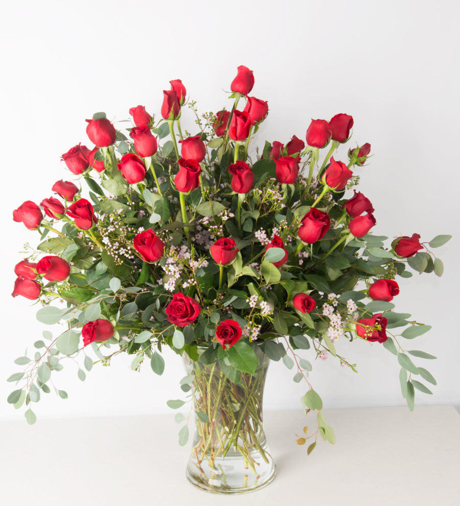 Four Dozen Premium Roses with Accent Flowers - Luxe Line - Bartz Viviano