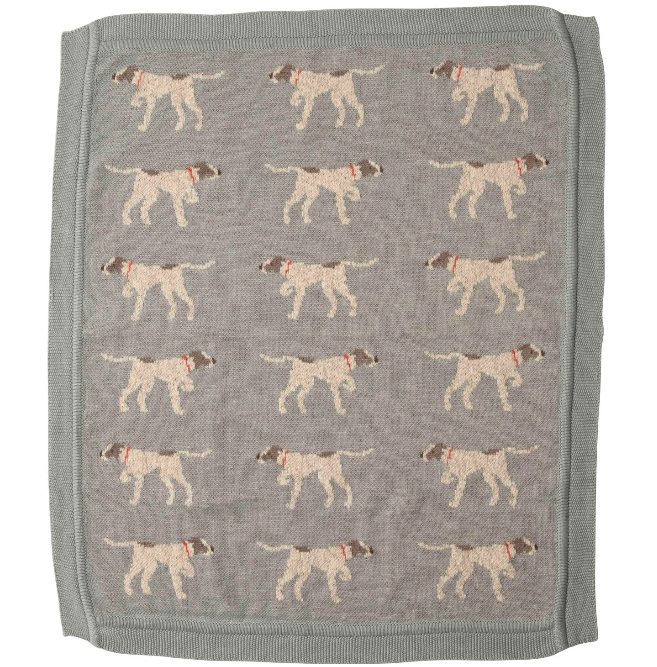 Creative Co-op - Cotton Knit Baby Blanket with Dog - Bartz Viviano