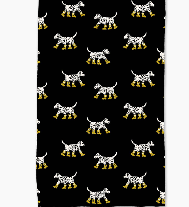 Geometry - Dalmatian in Boots Tea Towel- Black - Bartz Viviano