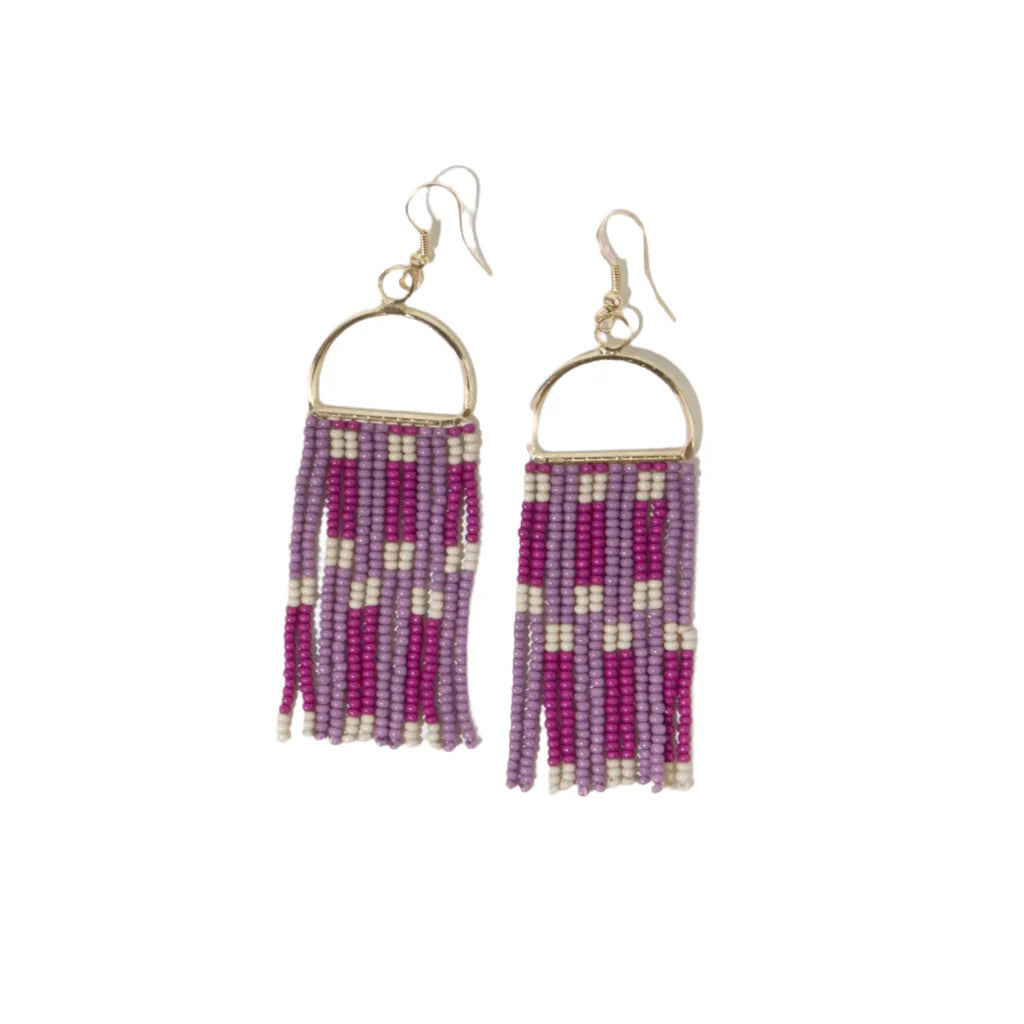 Ink + Alloy - Allison Check Stripe Beaded Fringe Earrings - Bartz Viviano