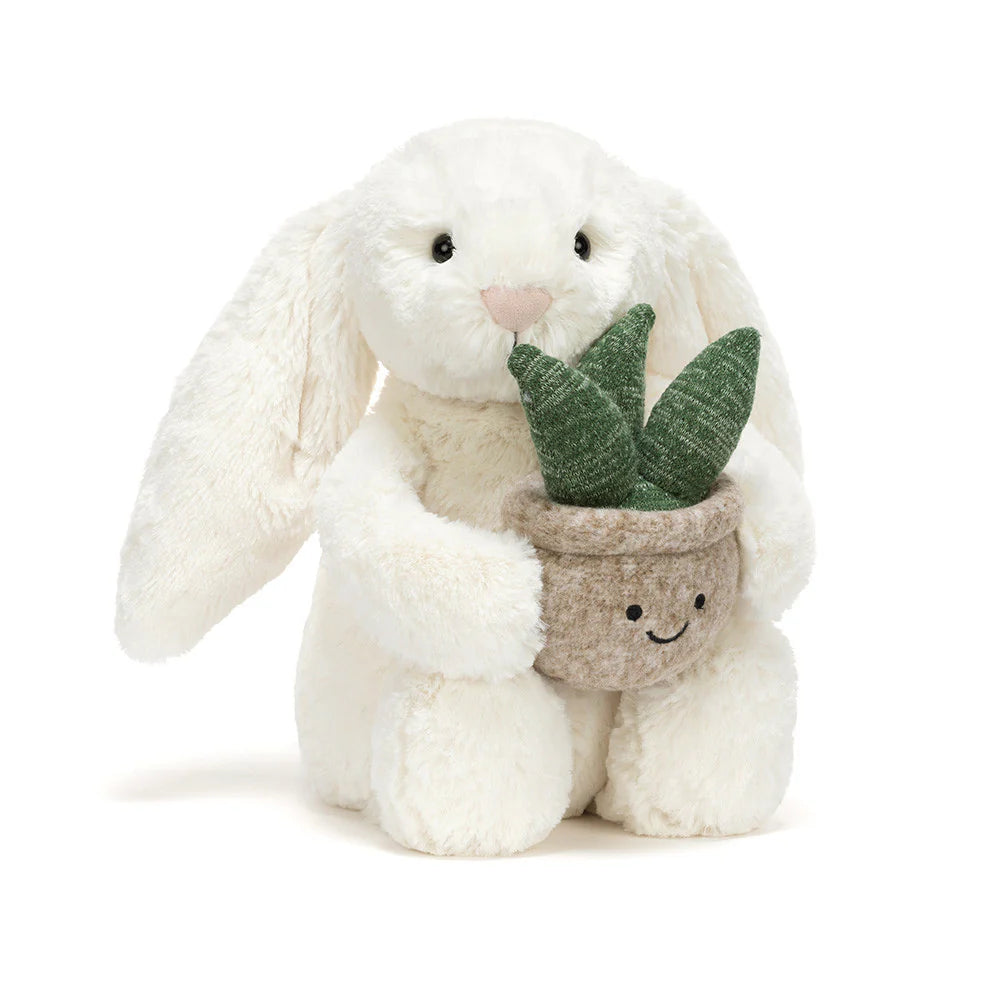 Jellycat - Cream Bunny with Plant - Bartz Viviano